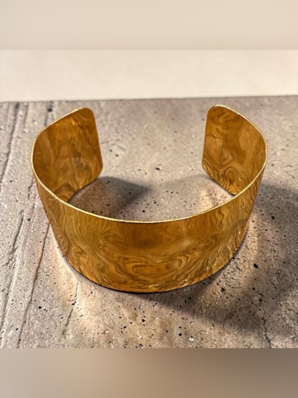 Hammered Gold Tone Wide Cuff Bracelet